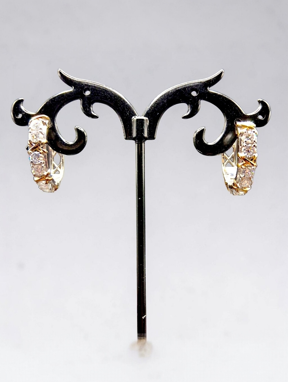 🔥Moissanite Hoop Earrings in 14K Gold & Platinum Over Sterling Silver 1.25 ctw - Picture 2 of 5